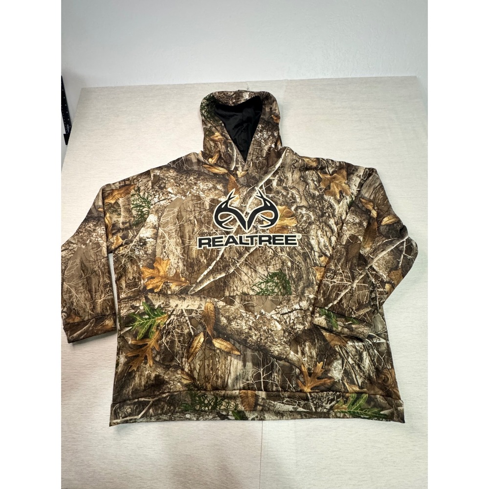 Realtree Edge Camo Hoodie Mens 2XL Brown Forest Camouflage Fleece Sweatshirt